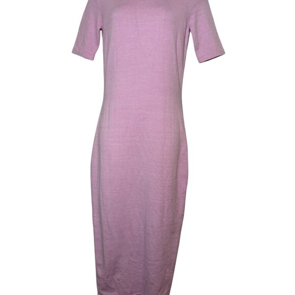 Seroya Jana Knit Midi Dress Ballet Pink Short Sleeve Mock Neck - Picture 2 of 5